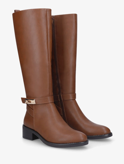 Bottes plates en simili - Camel - 4