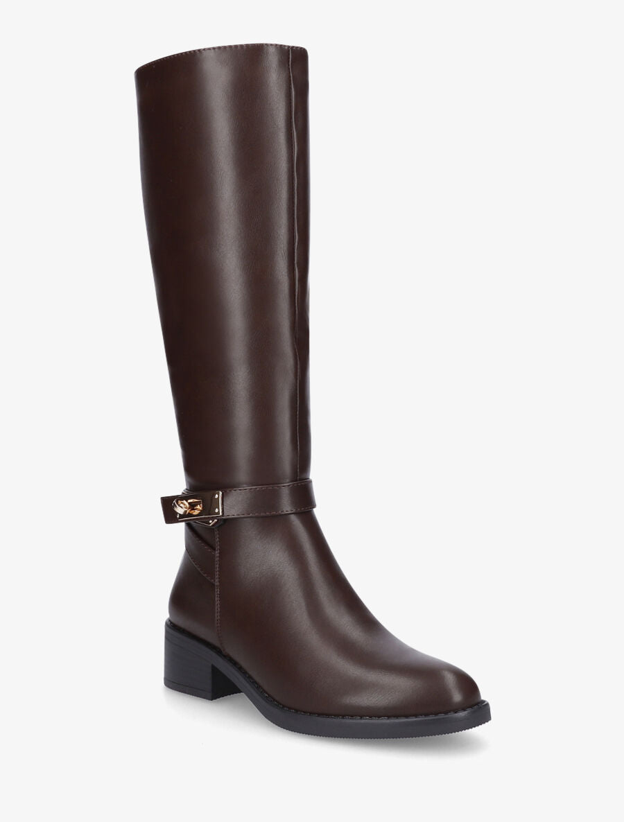 Bottes plates en simili - Marron - 2