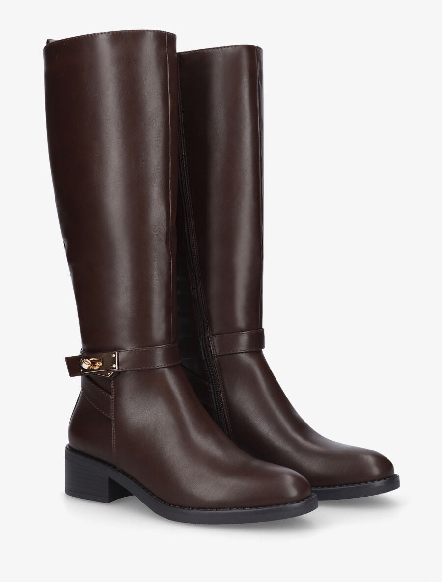 Bottes plates en simili - Marron - 4