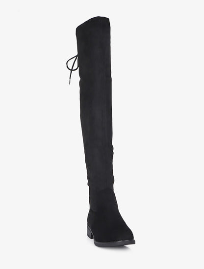 Cuissardes en suédine à liens de serrage style corset - Noir - 3