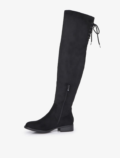 Cuissardes en suédine à liens de serrage style corset - Noir - 4