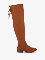 Cuissardes en suédine à liens de serrage style corset - Camel - 1
