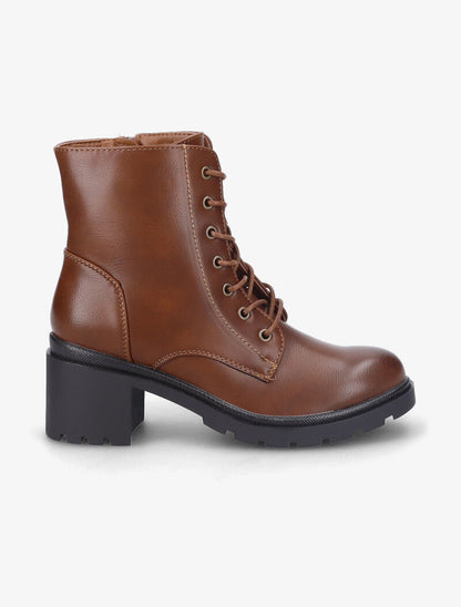 Bottines en simili à talon - Camel - 2