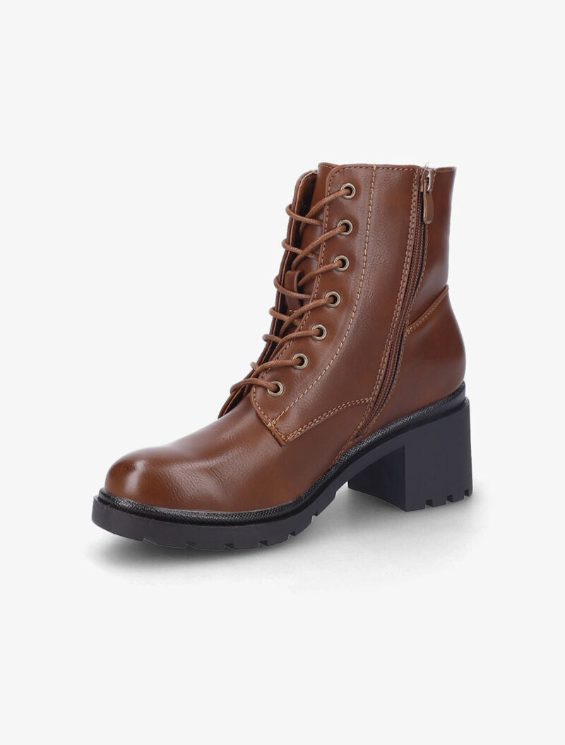 Bottines en simili à talon - Camel - 4