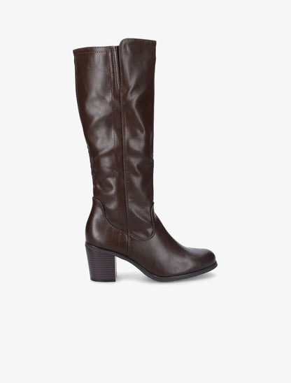 Bottes à talons en simili - Marron - 1