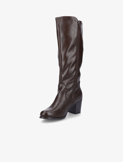 Bottes à talons en simili - Marron - 3