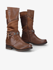 Bottes à bride à boucle cloutée stylisée - Camel - 5