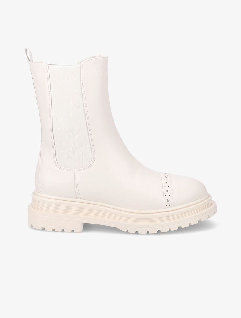 Bottines unies à détails perforés - Beige - 2