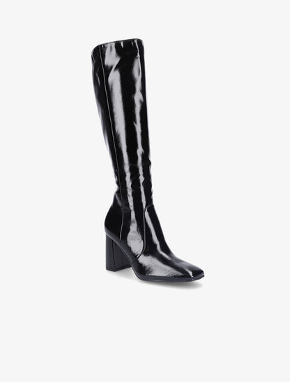 Bottes à talon effet vinyle - Noir - 2