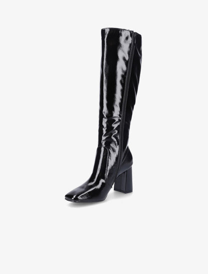 Bottes à talon effet vinyle - Noir - 3