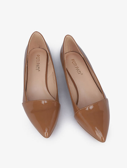 Escarpins vernis à petits talons - Taupe - 1