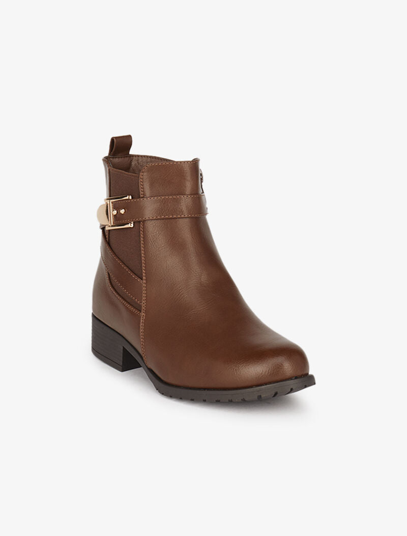Bottines plates à cheville sanglée - Marron - 2