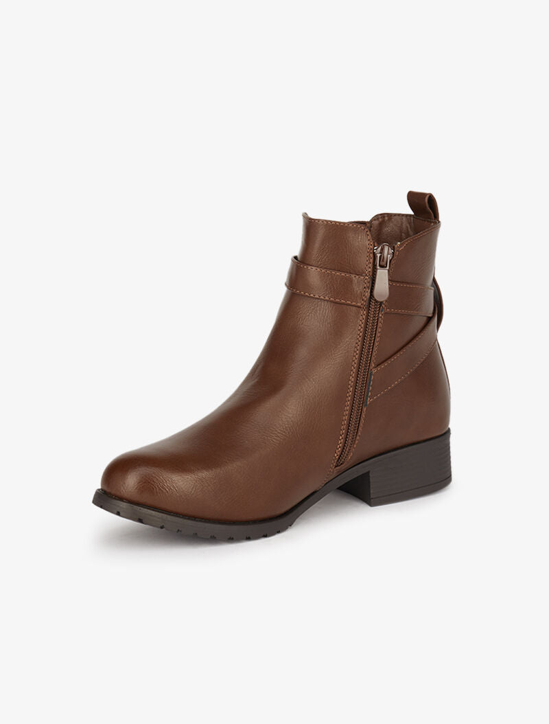 Bottines plates à cheville sanglée - Marron - 3