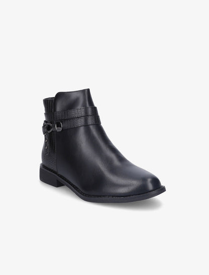 Bottines à contrefort et brides effet croco - Noir - 3
