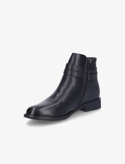 Bottines à contrefort et brides effet croco - Noir - 4
