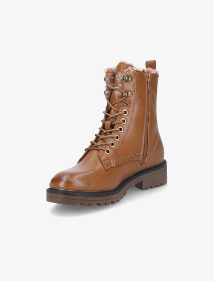 Boots grunge à chevilles fourrées - Camel - 4