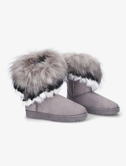 Boots à chevilles à fourrure asymétrique - Gris - 4
