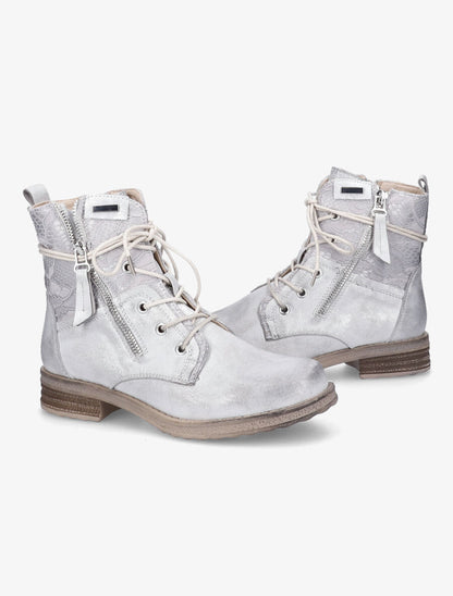 Bottines lacées à détail dentelle - Gris clair - 4