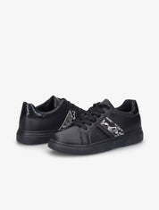 Sneakers à détails imprimés multi matière - Noir - 1