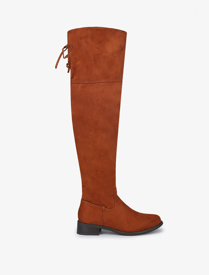 Cuissardes suédées à lacets - Camel - 5