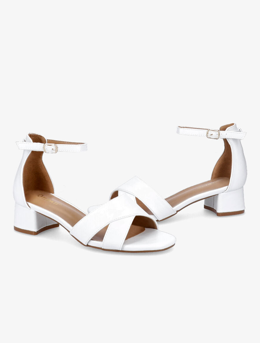 Sandales à brides et ganses ajourées - Blanc - 4
