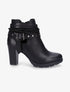 Bottines à talons et lanières cloutées - Noir - 1