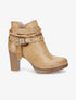 Bottines à talons et lanières cloutées - Moutarde - 1