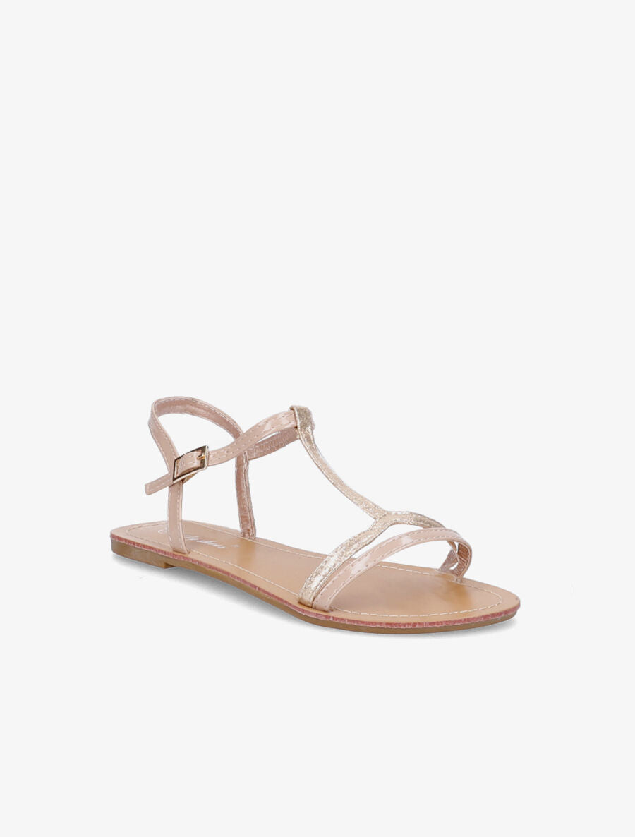Nu-pieds à bride en T irisée - Champagne - 1