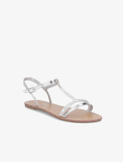 Nu-pieds à bride en T irisée - Argent - 5