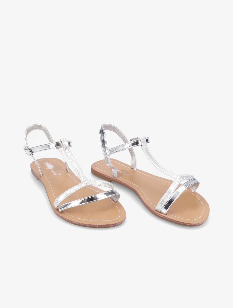 Nu-pieds à bride en T irisée - Argent - 4