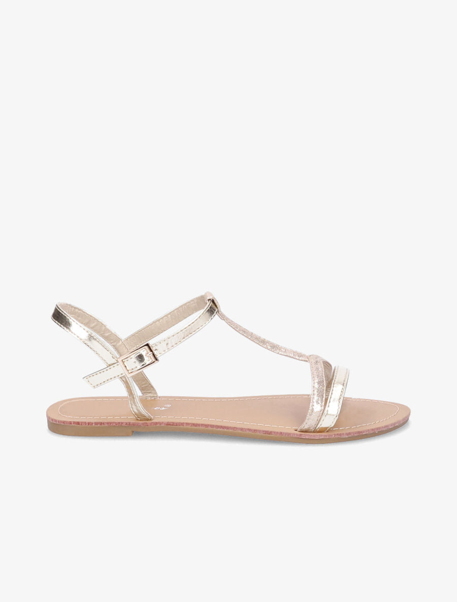 Nu-pieds à bride en T irisée - Or - 2
