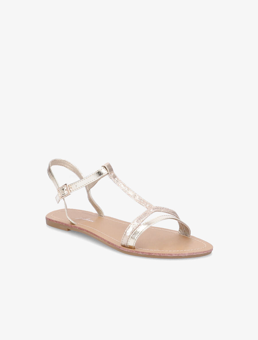 Nu-pieds à bride en T irisée - Or - 1