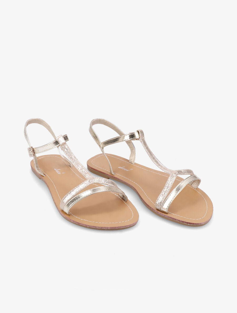 Nu-pieds à bride en T irisée - Or - 4