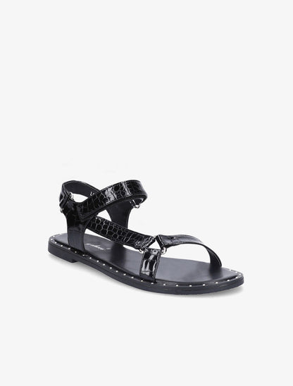 Nu-pieds à sangles effet croco - Noir - 2