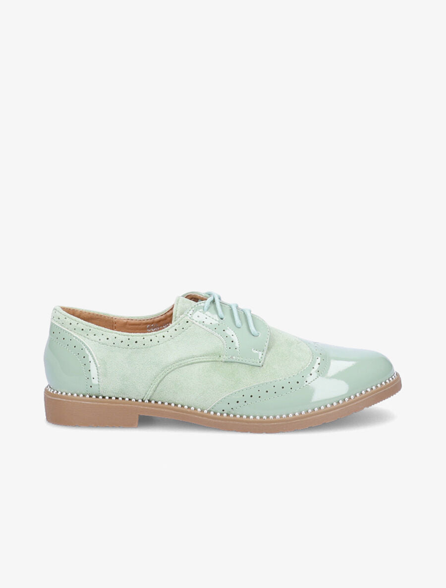 Derbies bimatière à bords cloutés - Vert amande - 1