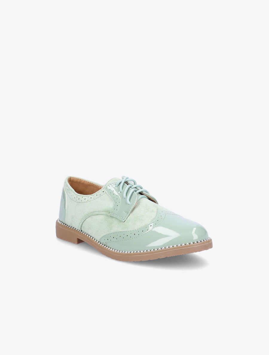 Derbies bimatière à bords cloutés - Vert amande - 2