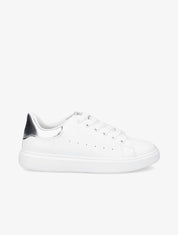Sneakers à contrefort et languette en métallisé - Blanc/argent - 5