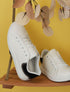 Sneakers à contrefort pailleté et suédine - Blanc/noir - 1