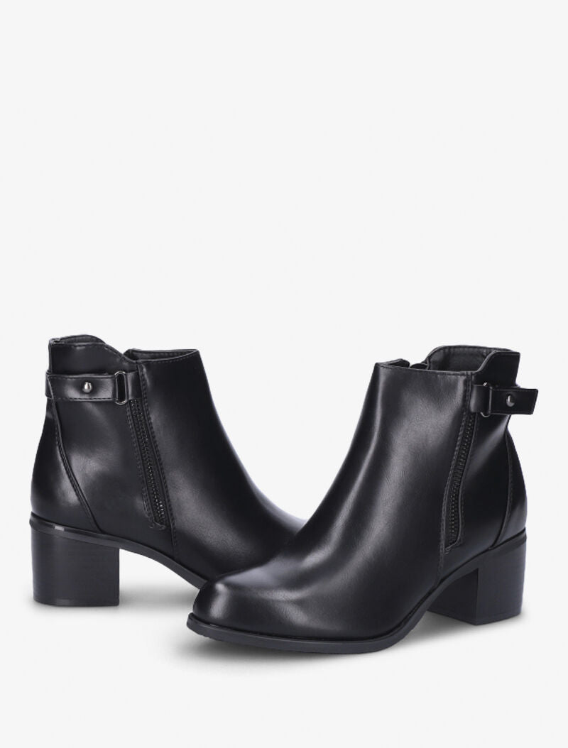 Bottines à zip décoratif et lanière - Noir - 4