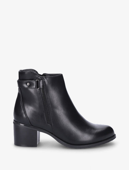 Bottines à zip décoratif et lanière - Noir - 1