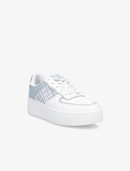 Baskets à empiècements carreaux irisés et semelles épaisses - Bleu gris - 2