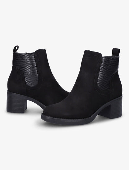 Bottines en suédine à détail python - Noir - 3