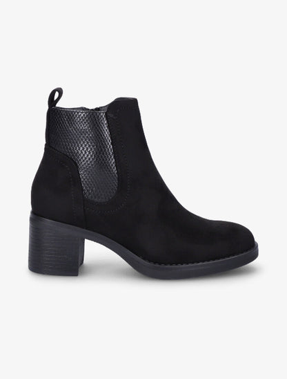 Bottines en suédine à détail python - Noir - 1