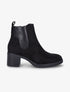 Bottines en suédine à détail python - Noir - 1