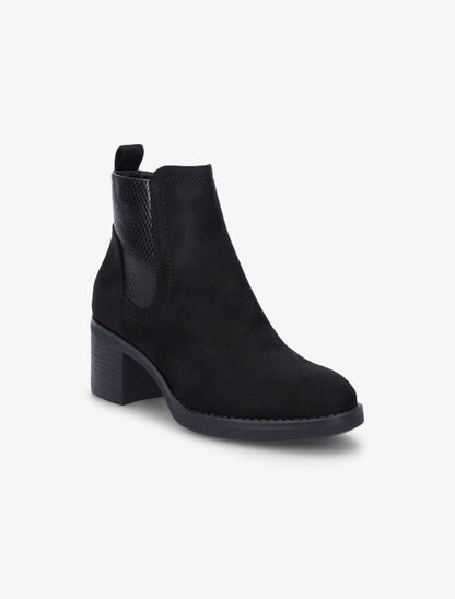 Bottines en suédine à détail python - Noir - 2