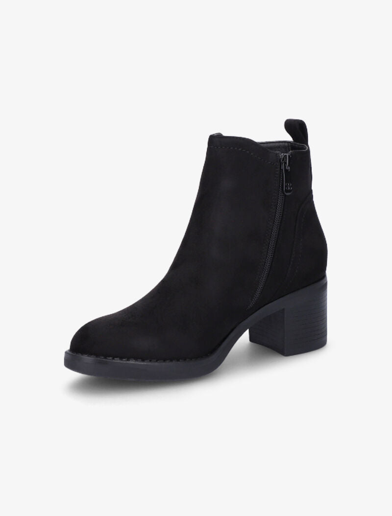 Bottines en suédine à détail python - Noir - 4