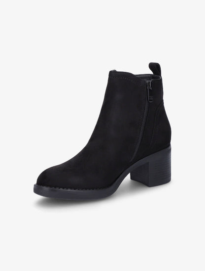 Bottines en suédine à détail python - Noir - 4