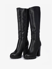 Bottes à talons hauts et à semelles crantées - Noir - 1