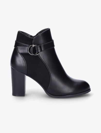Bottines bi-matière à bride à boucle - Noir - 5