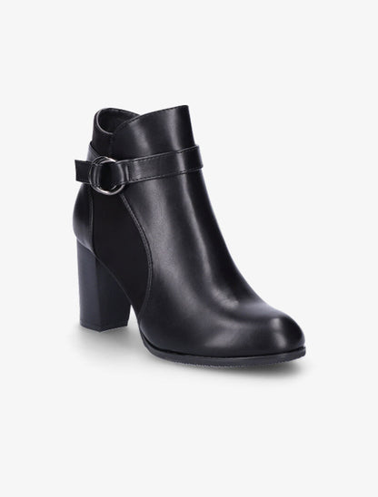 Bottines bi-matière à bride à boucle - Noir - 2
